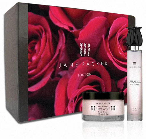 Jane Packer rose-print gift box with fragrance and body cream