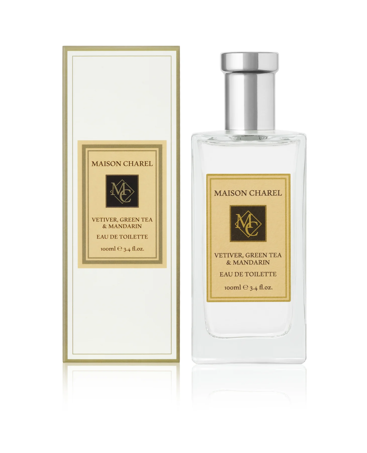 Maison Charel Vetiver, Green Tea & Mandarin eau de toilette with its carton