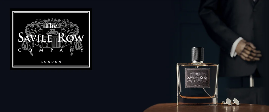 A Savile Row fragrance photographed beside a tailored sleeve and cufflink