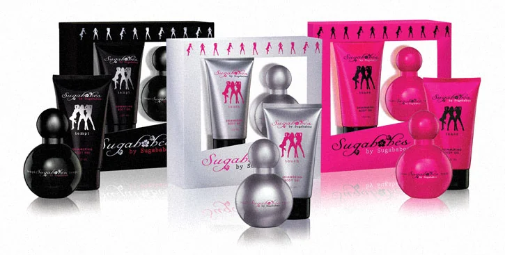 Sugababes fragrance packaging and gift sets